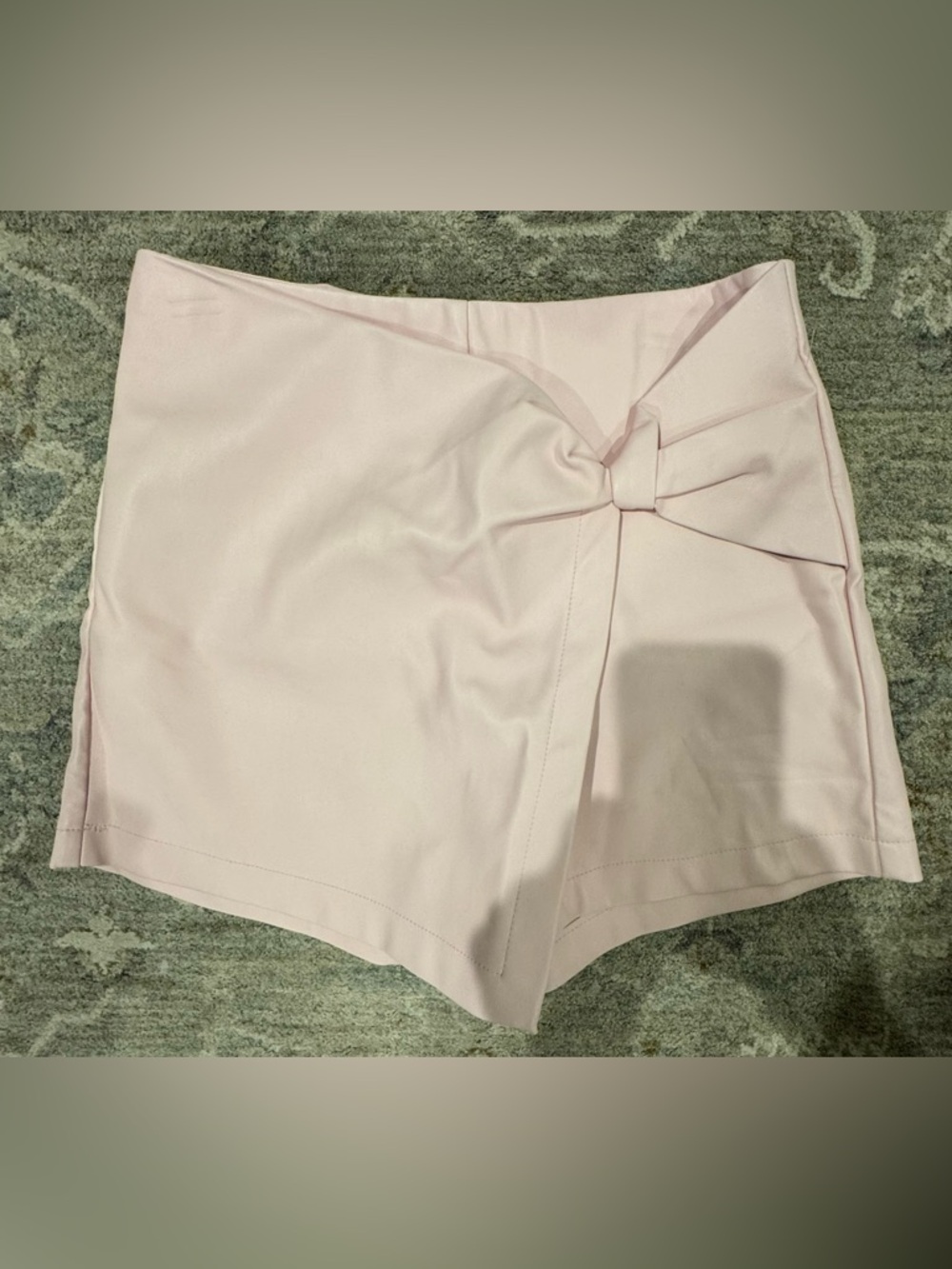 Alya Pale Pink Faux Leather Skort